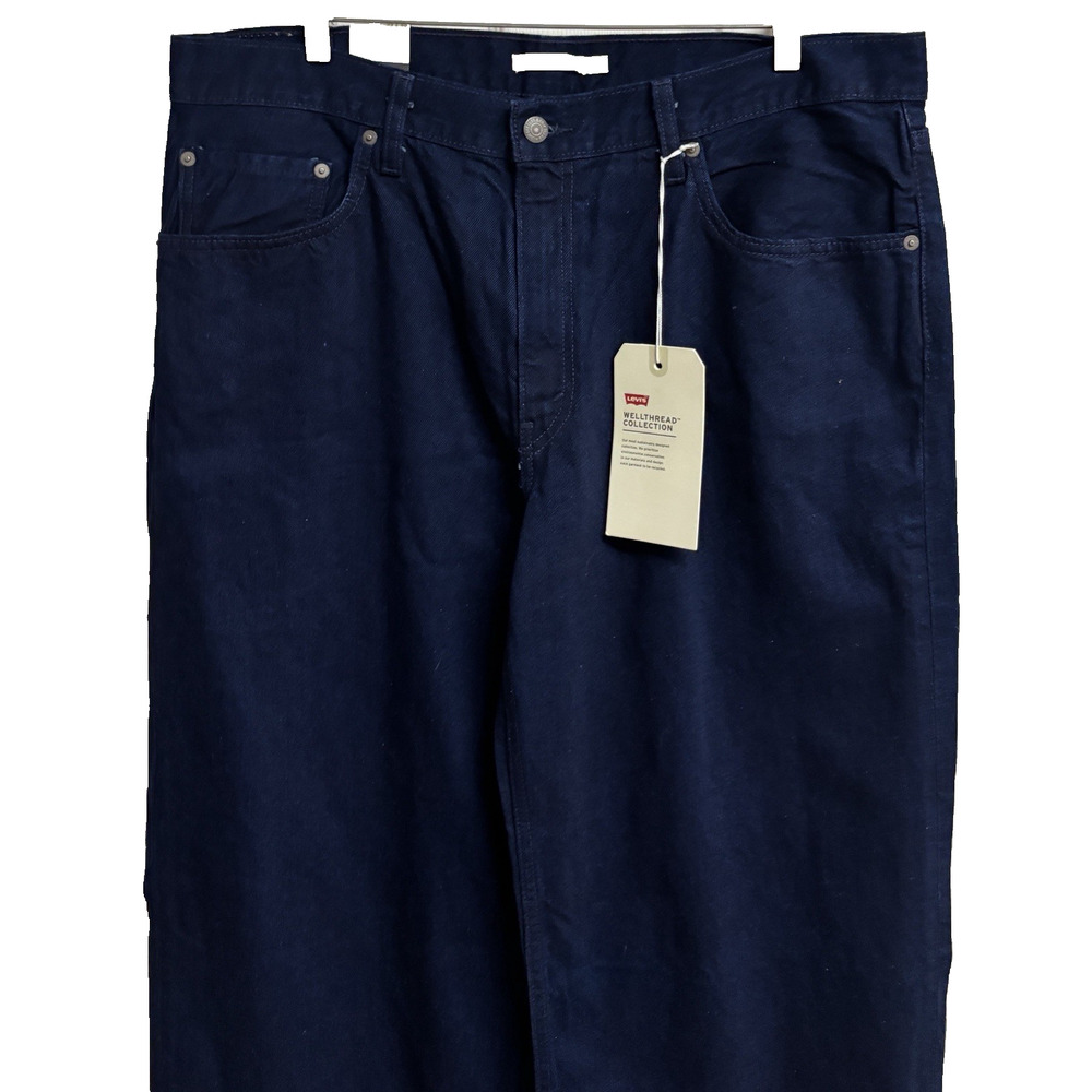 Levi’s Mens Baggy Dad Denim Jeans Size 33 Dark Wash Cotton Mid Rise Straight New - Picture 2 of 8